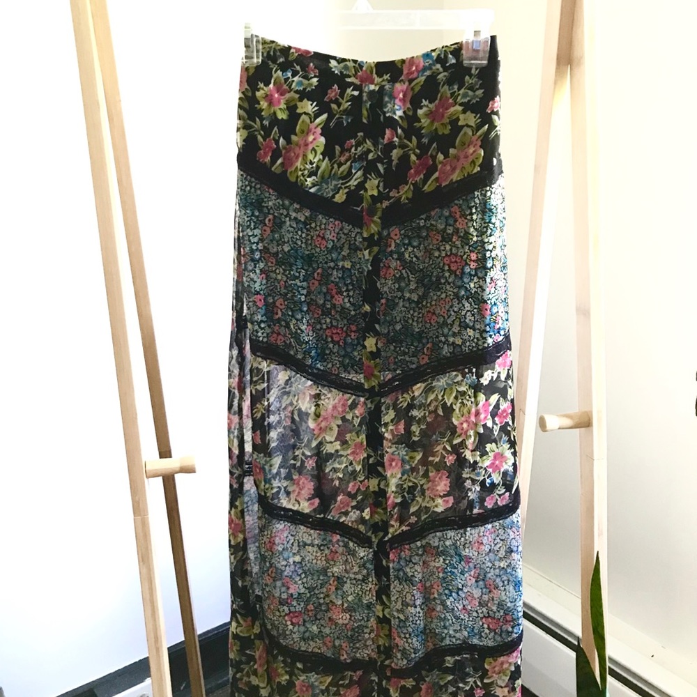 Band of Gypsies boho floral maxi skirt XS